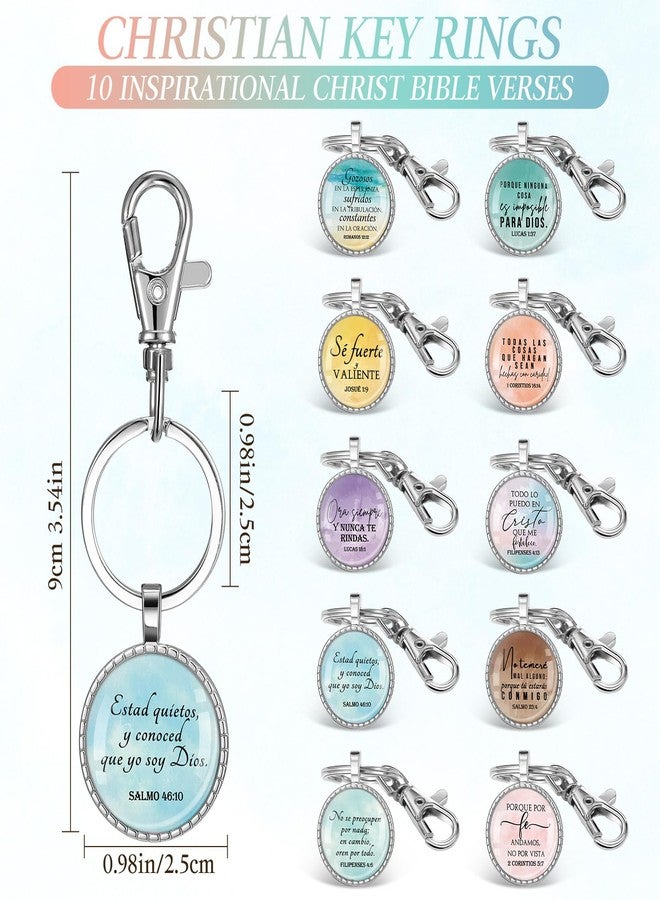 FineCheer 30 Pcs Christian Gift for Woman Spanish Bible Verse Keychain Scripture Quote Inspirational Gifts for Man(Sliver) - Image 2
